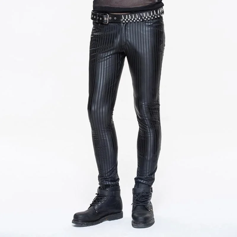 Men's Skinny Punk Striped Trousers