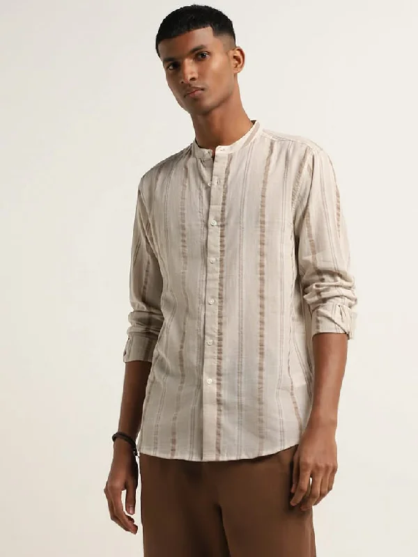 ETA Taupe Striped Resort Fit Shirt