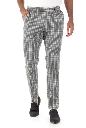 CP63 I BARABAS PLAID PANTS SLIM FIT I GREY-WHITE