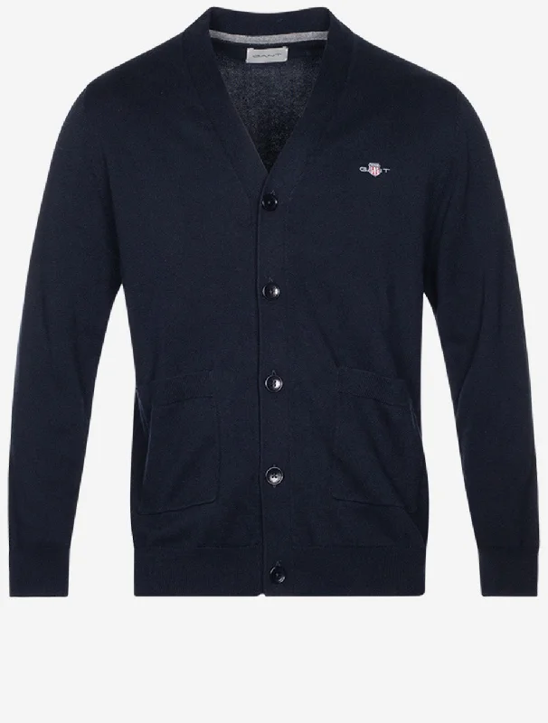 Hurry Up Klassischer Cardigan aus Baumwolle mit V-Ausschnitt, Abendblau