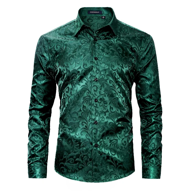 Unwind with Weekend Discounts Men's Long Sleeve Shirt With Printing - GREEN-1