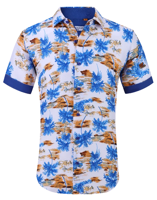 Suslo Floral Printed Short Sleeve Shirt (SC520-4-White)