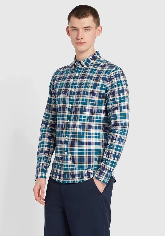 Savings Event Farah Brewer Check Long Sleeve Shirt, Rich Indigo