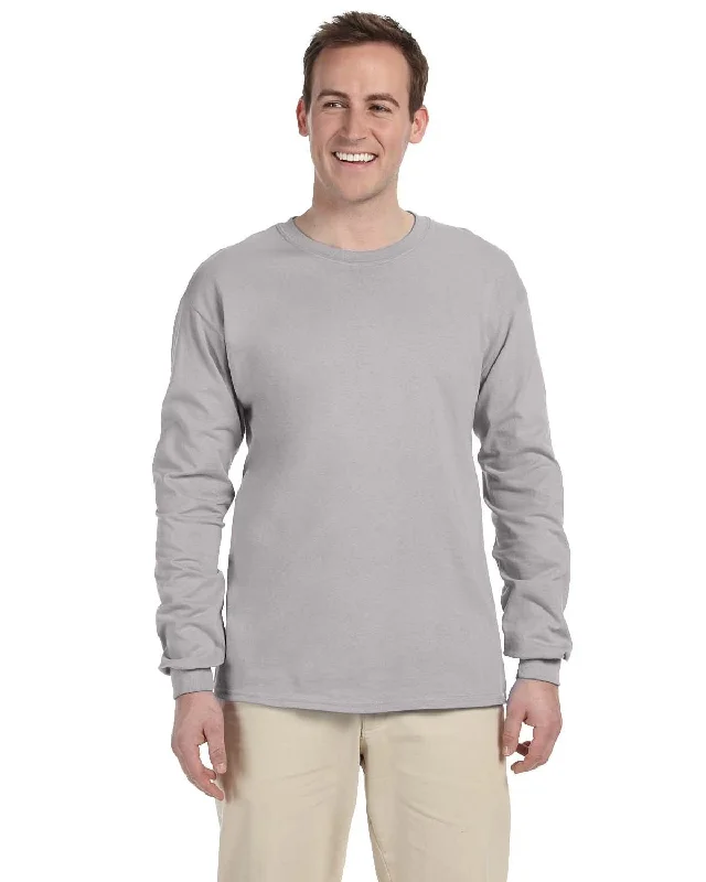 Pay Less Fruit of the Loom Lightweight Long Sleeve T-Shirt | Silver