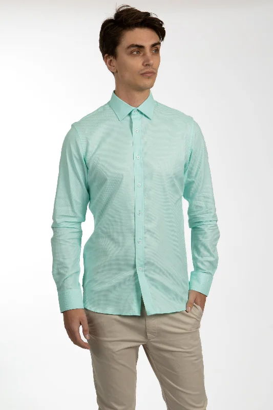 Aqua Long Sleeve Waffle Shirt