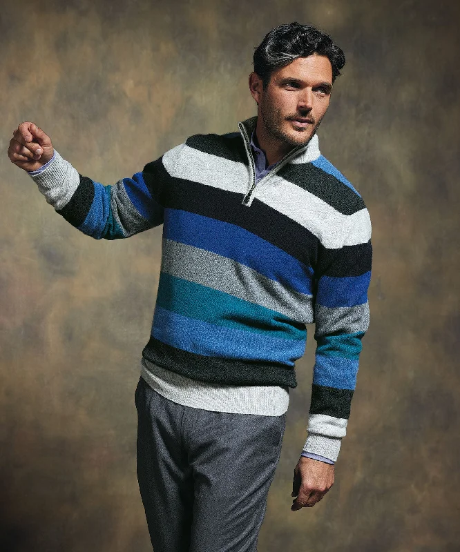 Price Drop Alert Alan Paine of England Lyndhurst Stripe Quarter-Zip Sweater