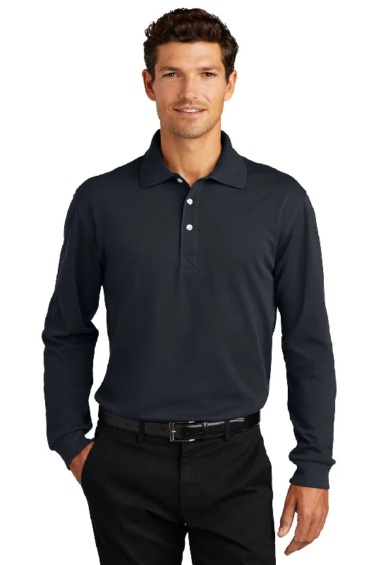 Bargain Blast Port Authority Mens Rapid Dry Moisture Wicking Long Sleeve Polo Shirt - Classic Navy Blue Bargain Blast Port Authority Mens Rapid Dry Moisture Wicking Long Sleeve Polo Shirt - Classic Navy Blue