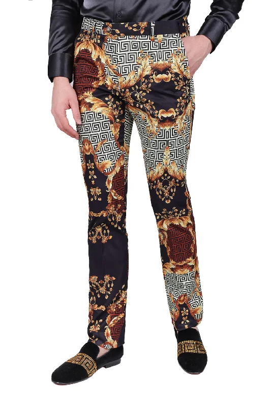 Barabas Pleasure Seeking CP169 Floral  Slim Fit Pants Saddle