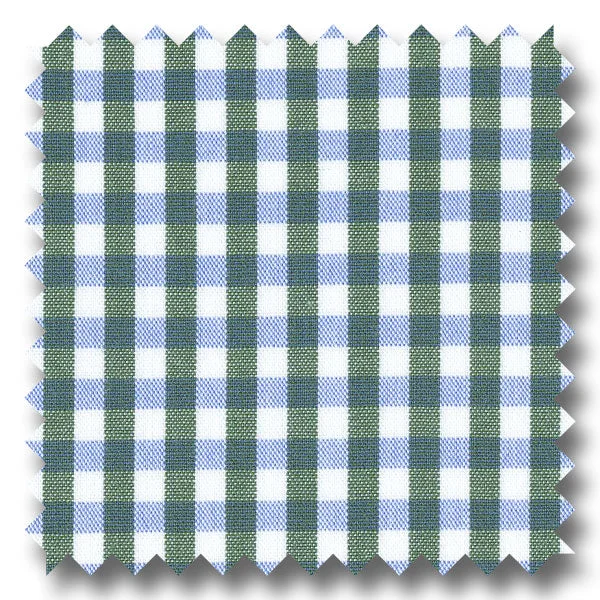 Super Discount Green and Blue Gingham Check Broadcloth - Custom Dress Shirt
