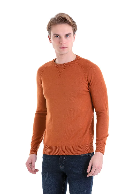 Super Savings Slim Fit Brick Cotton Blend Crewneck Sweater