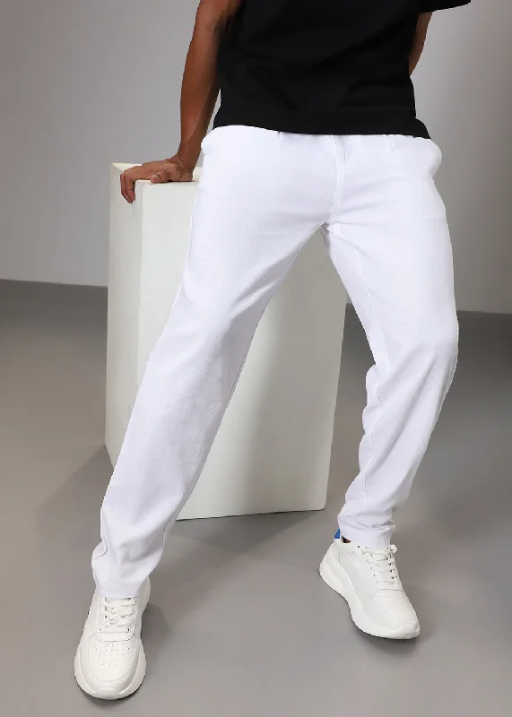 Savings Spectacular White Comfort Fit Linen Pant