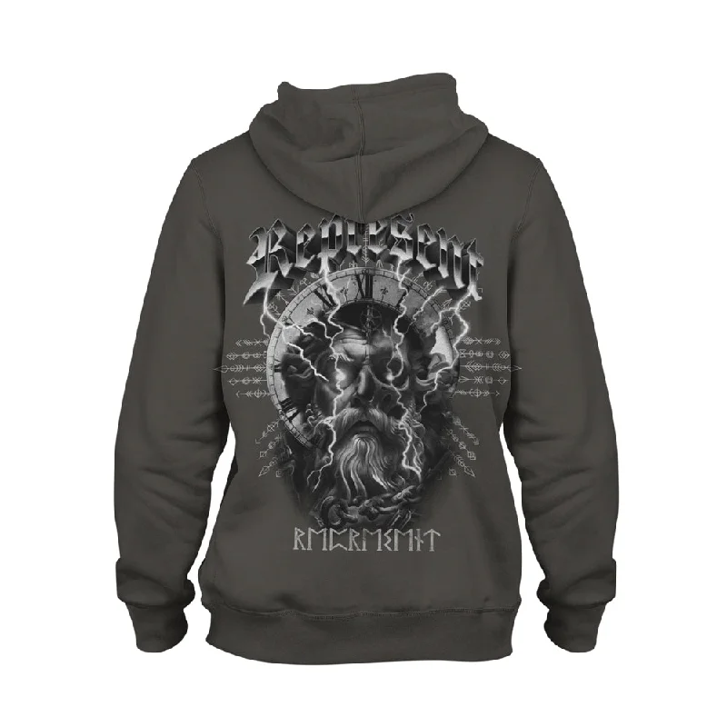 Time Waits For None Pullover Hoodie [FADE 2 GRAY] STONE COLLECTION