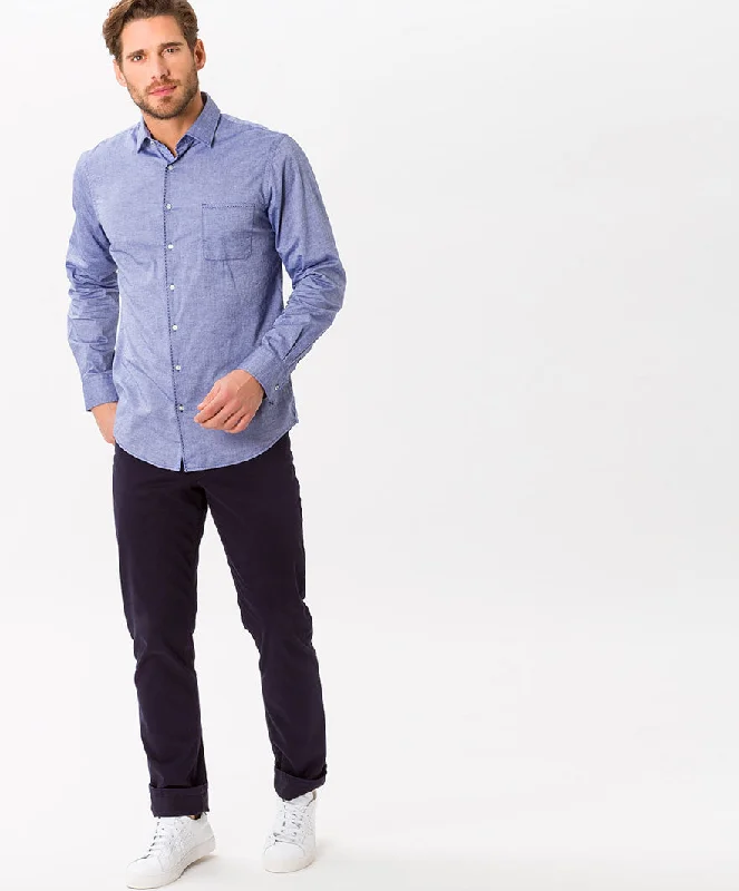 Deal Frenzy Perma Blue Cooper Fancy Marathon Stretch Cotton Trousers - Brax