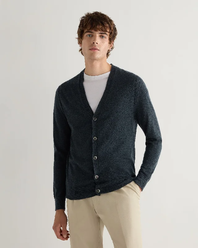 Fantastic Savings Men's Curzon Fine Gauge Cashmere Cardigan Azurine Blue