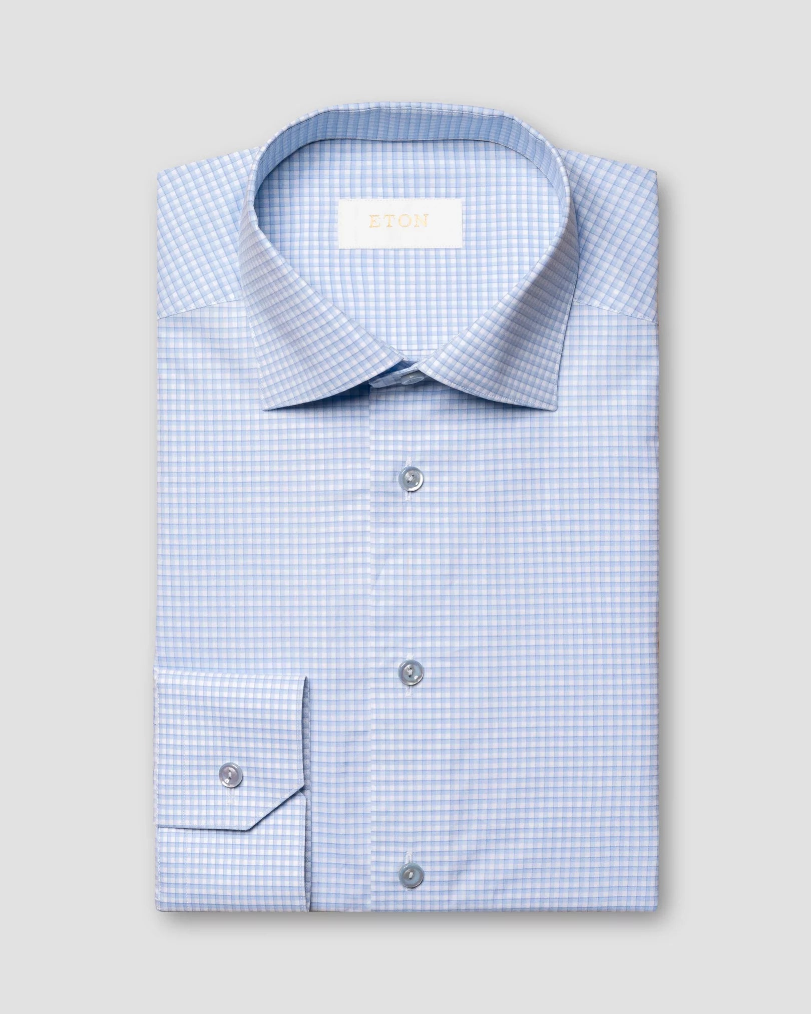 Special Offer Light Blue 3D Check Elevated Poplin Contemporary Fit Shirt - ETON