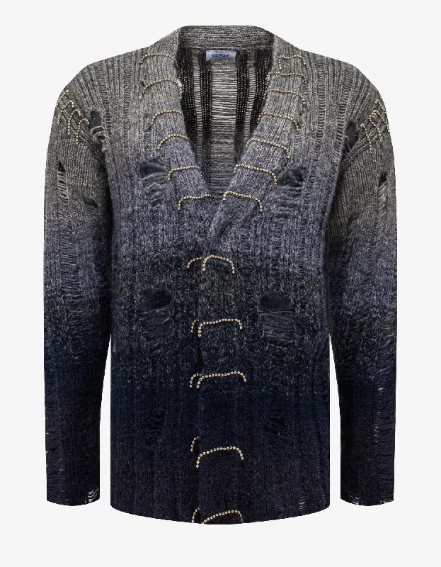 Instant Savings Off-White Grey Punk Pearl Degrade Cardigan