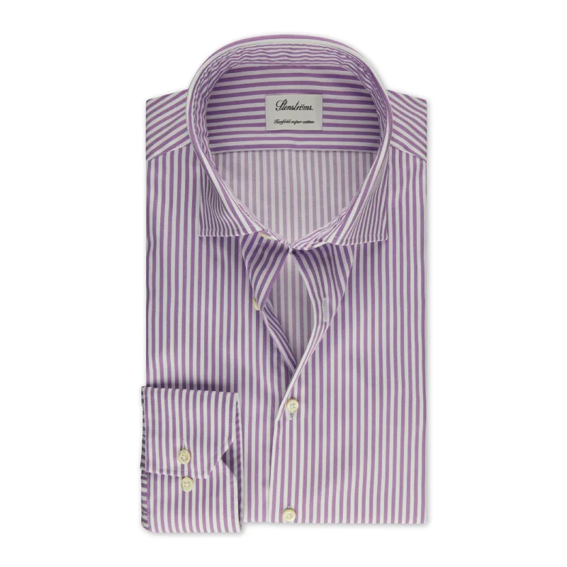Lowest Prices Purple Striped Cotton Twill Fitted Body Shirt - Stenströms