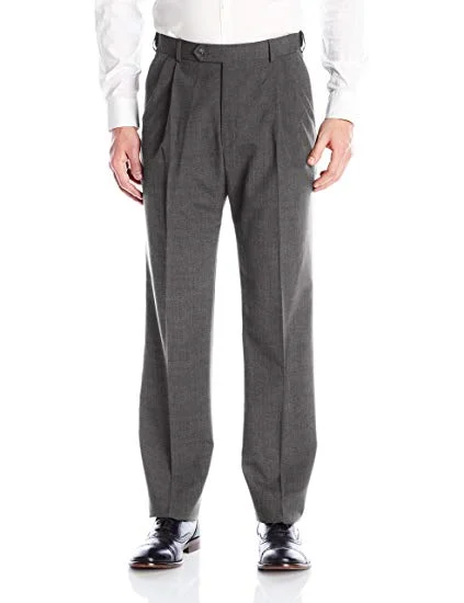 Lowest Price Palm Beach Wool/Poly Md Grey Pleated Expander Pant Big and Tall