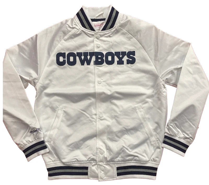 Online Only Mitchell & Ness Dallas Cowboys Lightweight Satin Jacket-White