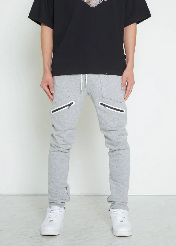 Take Advantage Men's  Zipper Pocket French Terry Sweatpants in Heather Grey