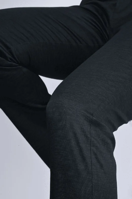 Online Only Black Grain Printed - 2 way stretch - COTTON PANT