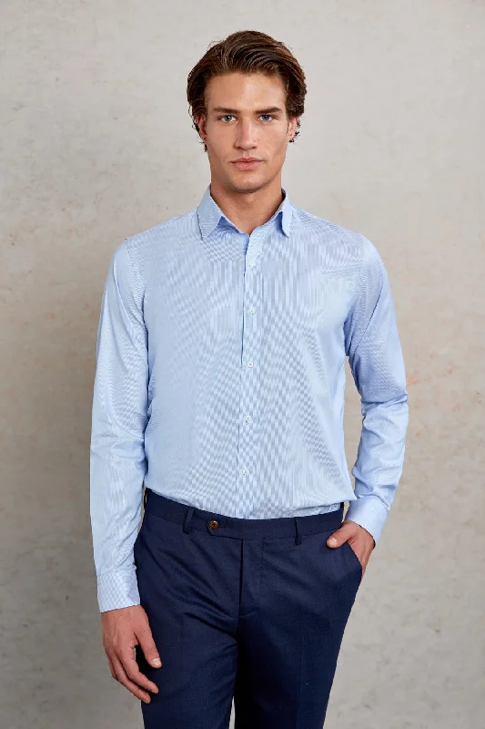 Today’s Special Comfort Fit Striped Long Sleeve Cotton Blue Casual Shirt