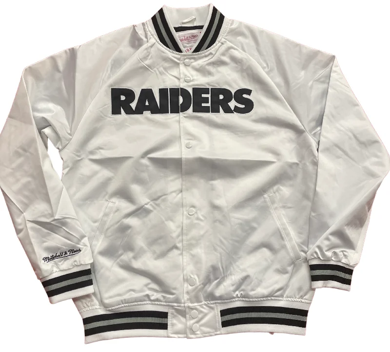 Overstock Mitchell & Ness Las Vegas Raiders Lightweight Satin Jacket-White