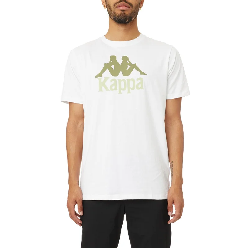 YEAR-End Clearance Kappa AUTHENTIC ESTESSI T-SHIRT-WHITE/GREEN OLIVE