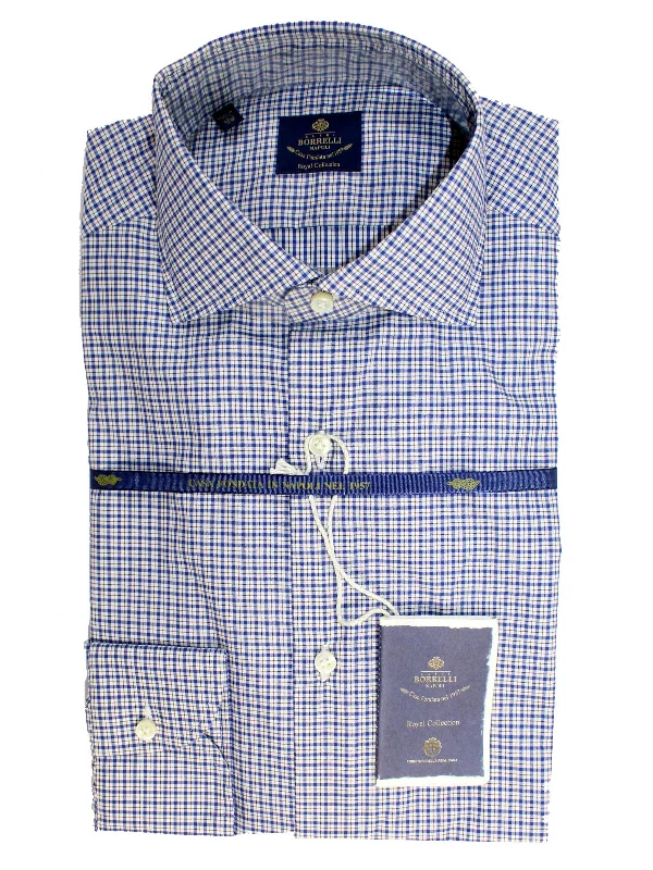 Weekend Savings Bonanza Luigi Borrelli Dress Shirt ROYAL COLLECTION White Brown Royal Blue Tattersall Check 38 - 15 REDUCED SALE Weekend Savings Bonanza Luigi Borrelli Dress Shirt ROYAL COLLECTION White Brown Royal Blue Tattersall Check 38 - 15 REDUCED SALE
