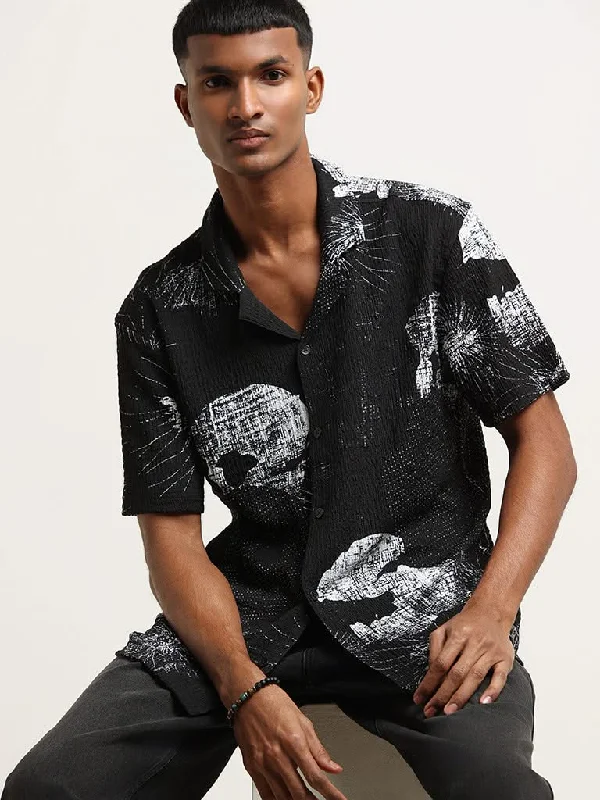 Super Sale Nuon Black Abstract Print Relaxed Fit Shirt