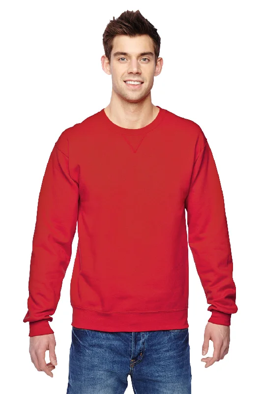 Early Access Fruit Of The Loom Mens Softspun Fleece Crewneck Sweatshirt - Fiery Red - Closeout