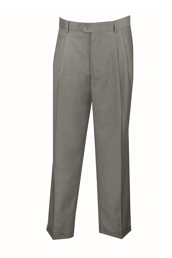 Men's Dress Pants Regular Fit Double Pleated with Cuffs in Gray