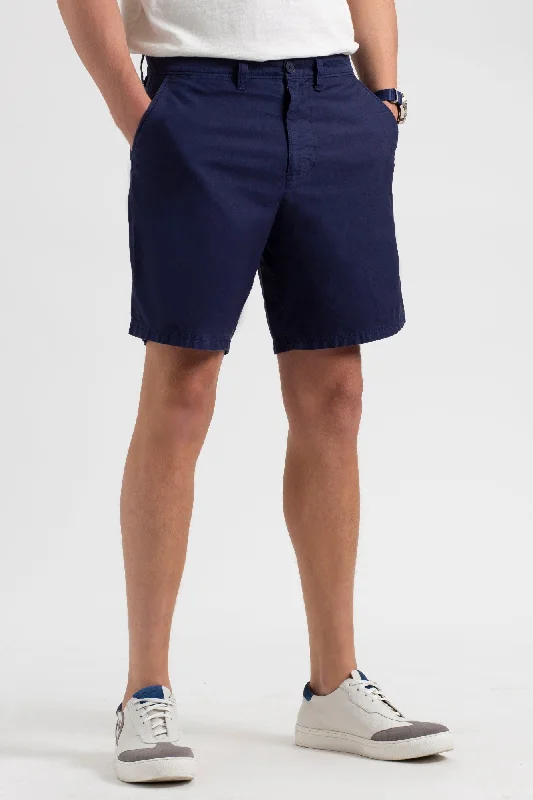 Beatnik Oxford Garment Dye Slim Short - Navy