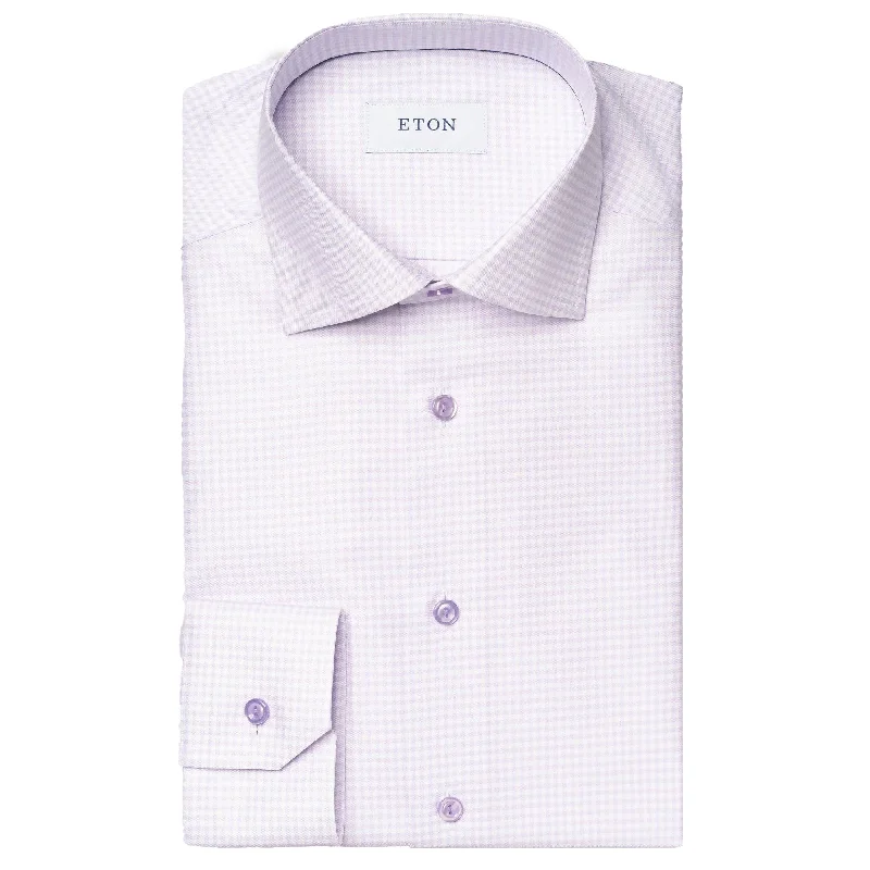 Light Purple Check Cotton Tencel Lyocell Contemporary Fit Shirt - ETON