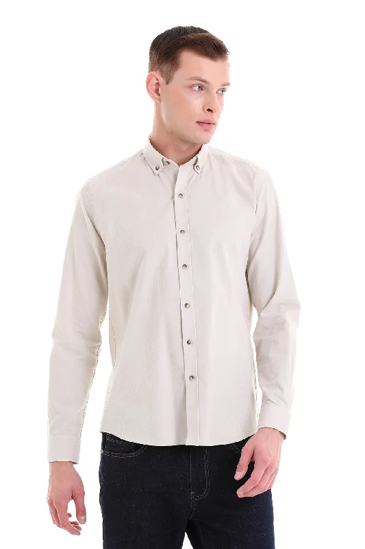 Comfort Fit Long Sleeve Cotton Stone Casual Shirt