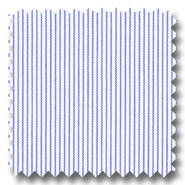 Super Sale White with Medium Blue Hairline Stripe Pinpoint - Custom Dress Shirt