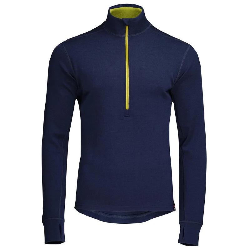 Weekend Bargains to Celebrate Mens Merino 320 Long Sleeve Half Zip (Navy/Lime)