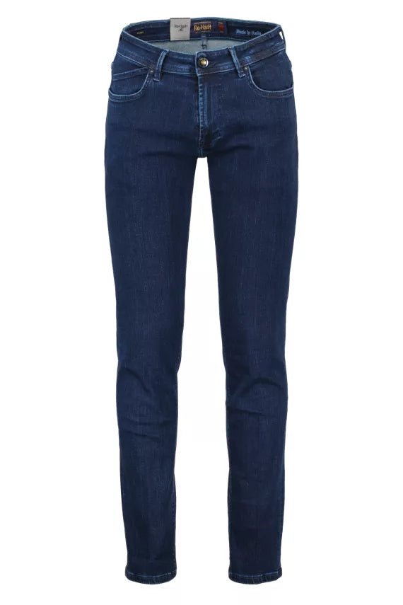 Extra Discount Dark Blue Wash With Blue Stitching Rubens Cotton Slim Fit Jeans - Re-Hash