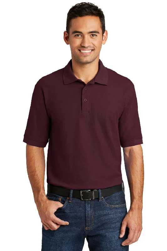 Daily Deals Port & Company Mens Core Stain Resistant Short Sleeve Polo Shirt - Athletic Maroon - Closeout