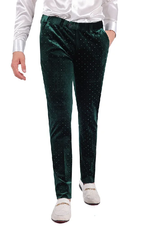 Barabas Friday Night 2CP3020 Velvet Slim Fit Pants Hunter Green