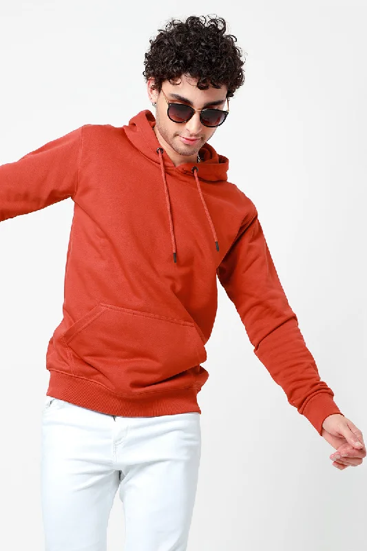 Weekend Discounts to Savor Solid Brick Red Hoodie