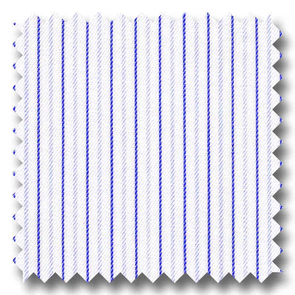 Extra Savings Light Blue and Navy Stripe 2Ply Mini Twill - Custom Dress Shirt