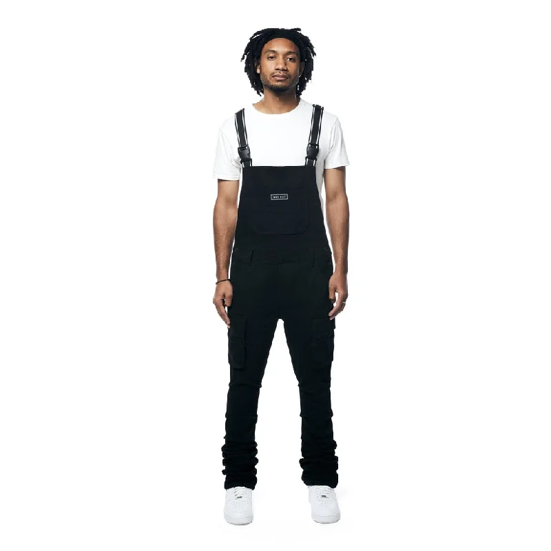 Huge Savings Stacked Utility Denim Overalls - Jet Black