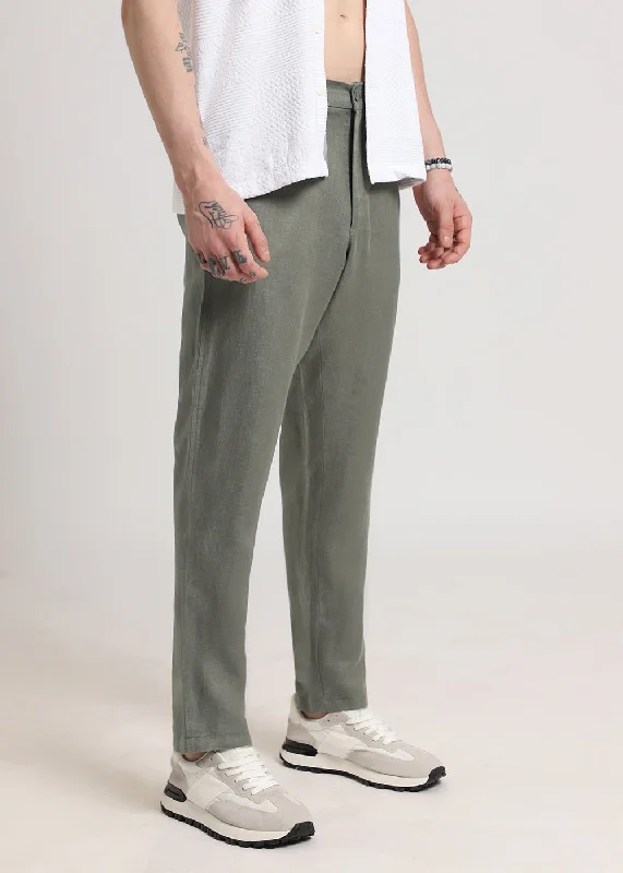 Super Deal Hunter Green Linen Pant