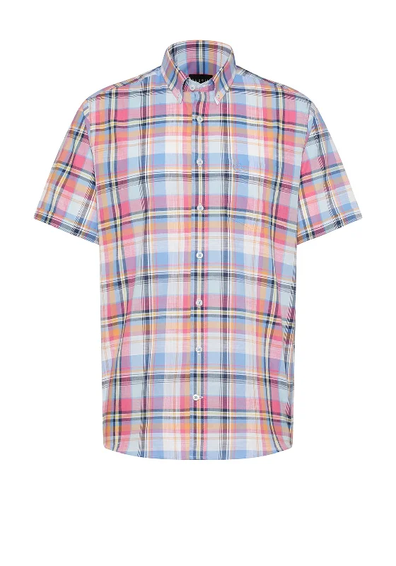 Bugatti Summer Check Short Sleeve Shirt, Blue Multi