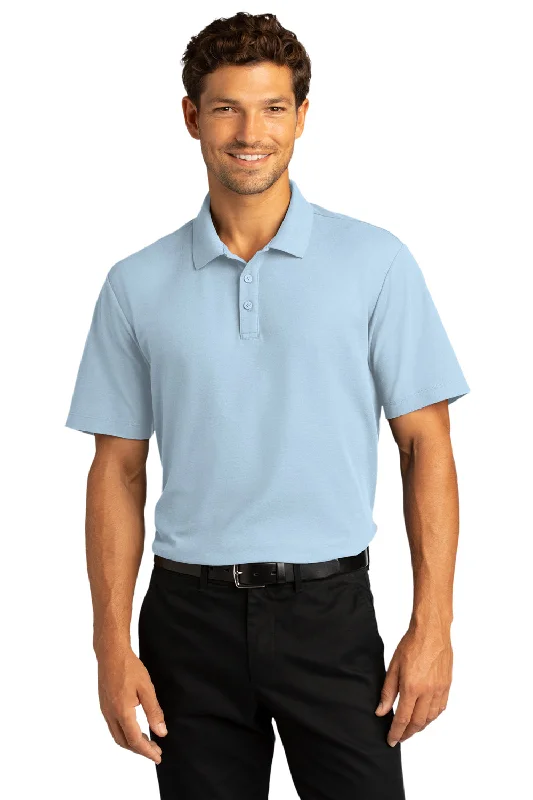 Port Authority Mens React SuperPro Snag Resistant Short Sleeve Polo Shirt - Cloud Blue - Closeout