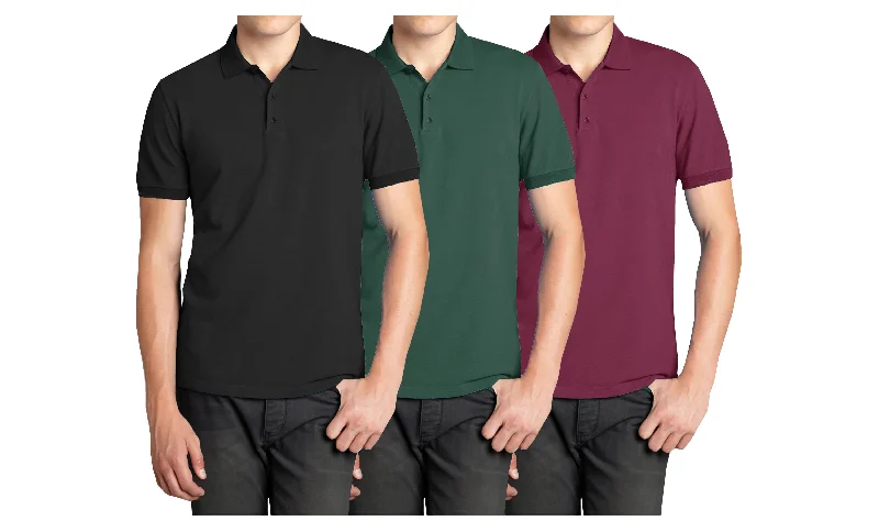 Limited Stock Men's (3-PACK) Short Sleeve Pique Polo Shirt (S-2X)