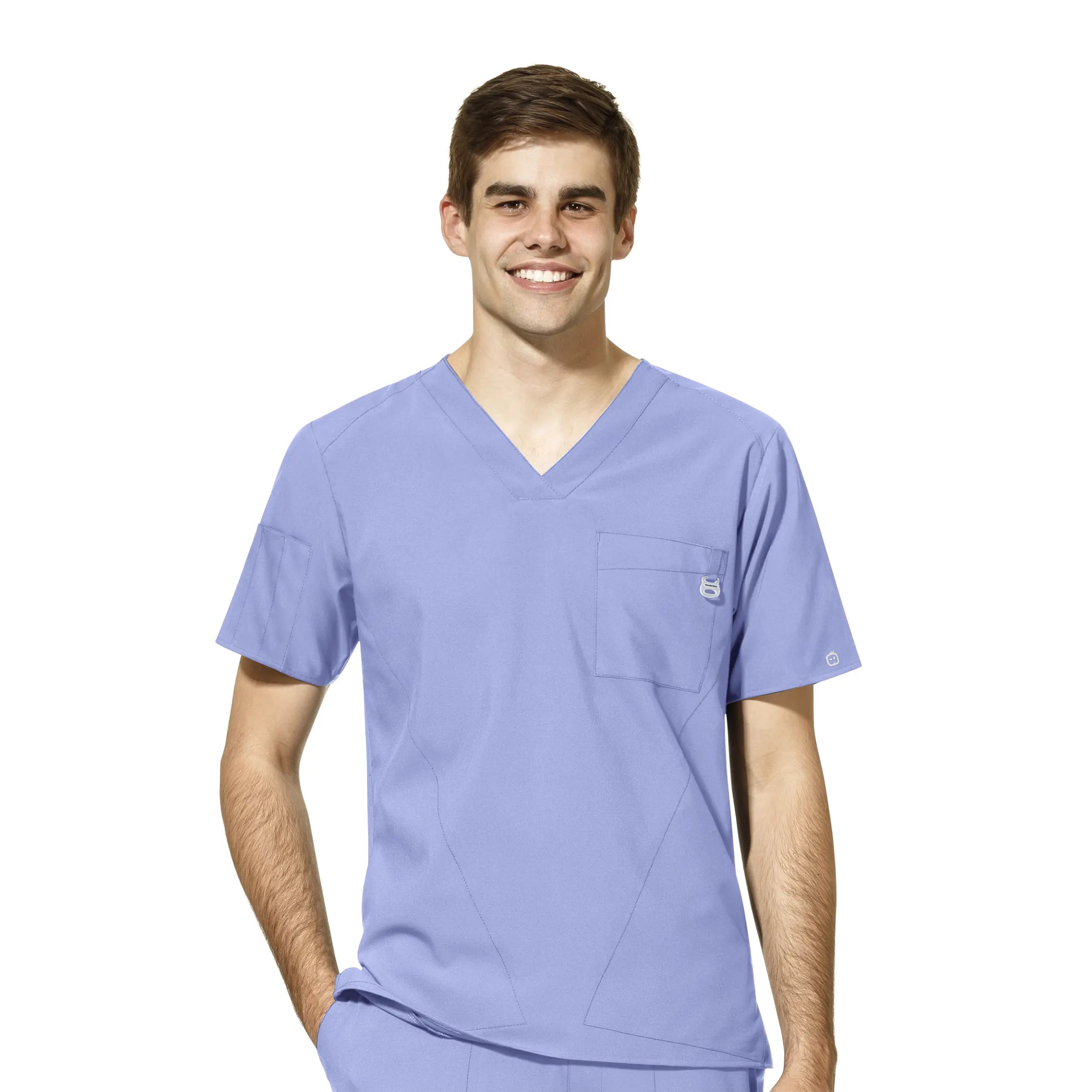 Wink Men's W123 V-Neck Scrub Top - Ceil Blue