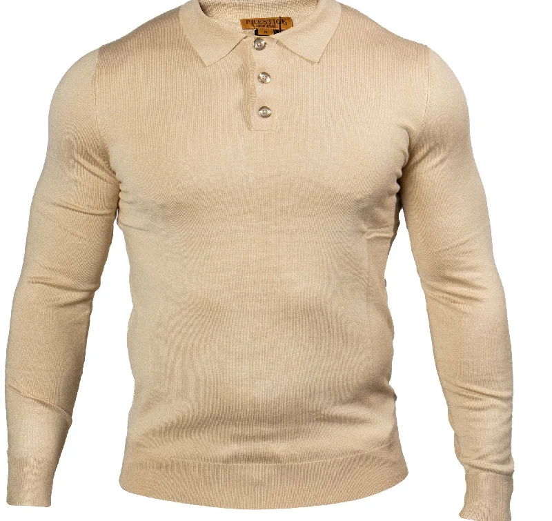 Prestige MCS-290 Long Sleeve 3 Buttons Polo Sand