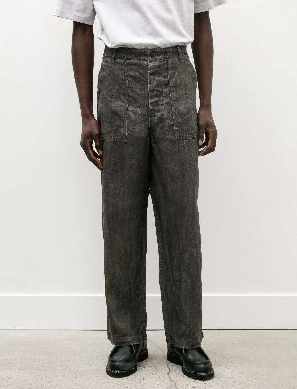 Sumi Dyed Linen Summer Fatigue Pants Charcoal